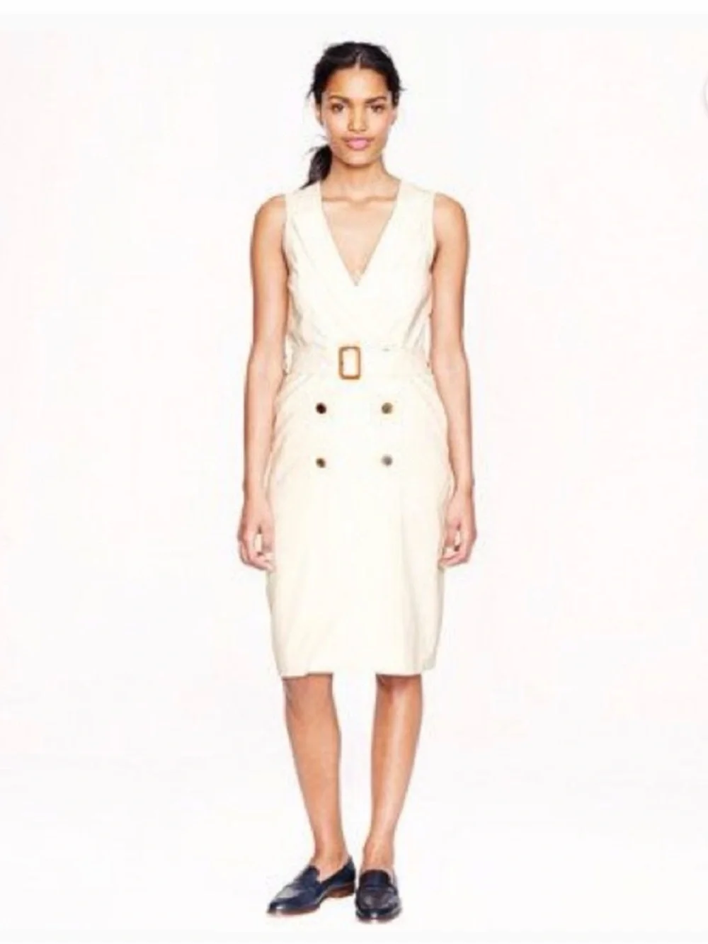 J. Crew Ivory Trench Wool Dress in Super 120s